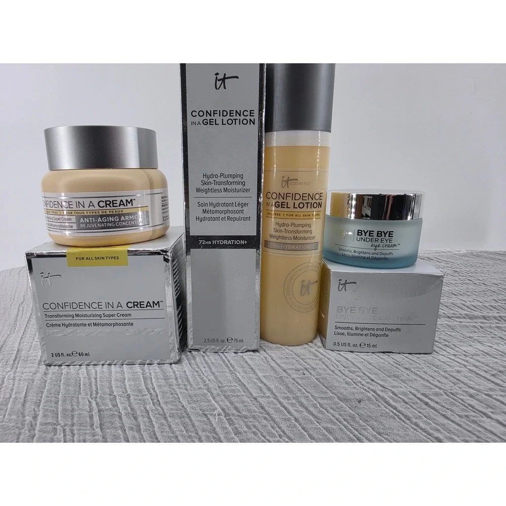 IT Cosmetics Confidence In A Cream Gel Lotion Bye Bye Under Eye Skincare Set 3pc